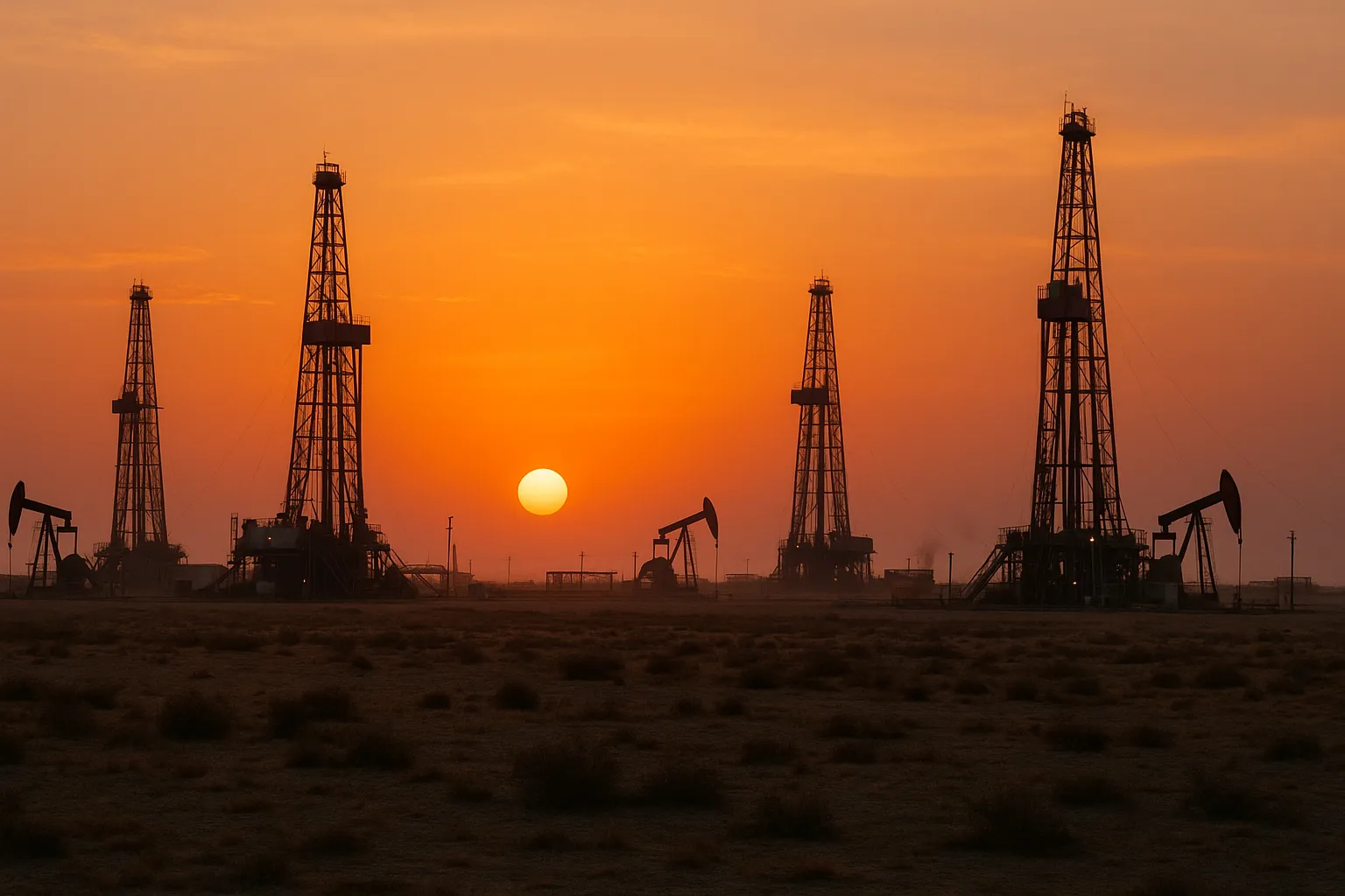 20250507_1758_Iraqi Oilfield at Sunset_simple_compose_01jtnkzpece3xbjzaq51p7809p